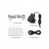 MK-312BT Standard Accessory Package and Included Components MK-312BT accessory package including two output cables, four self-adhesive electrode pads, stereo audio cable and universal power supply.