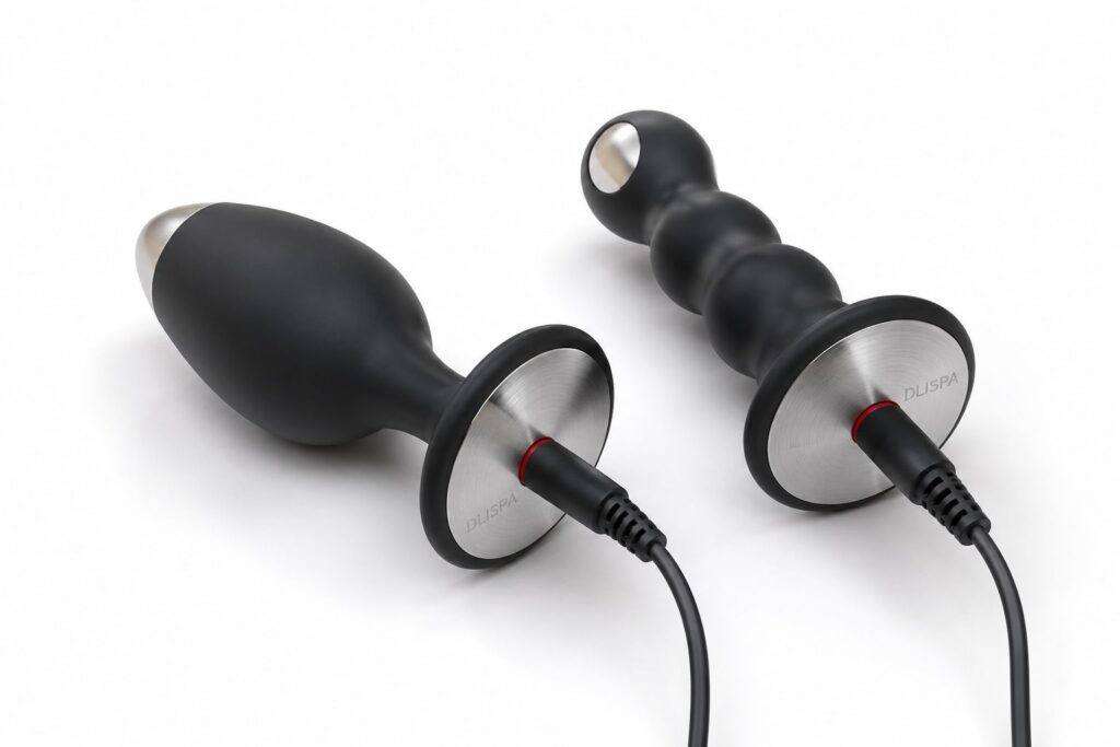 Premium conductive silicone E-Stim accessories with aluminum inserts