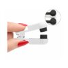 Studio product photography of three conductive electrode clamps